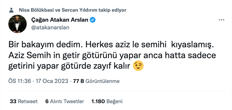 cagan atakan arslan dan aziz ozan dilber ile semih ozturk kiyaslamasi icin olay yorum